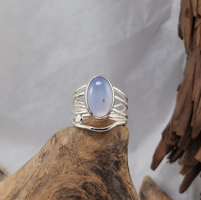 Blue Chalcedony 4-strand ring