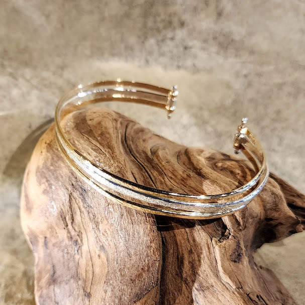 3 Strand Pin Cuff - Silver/14k Goldfill