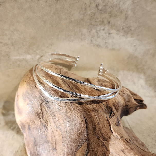 3 Strand Pin Cuff- Silver