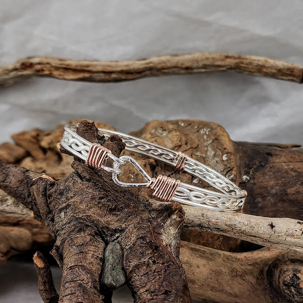 3 Strand Twist Clasp - Silver with Copper Wrap