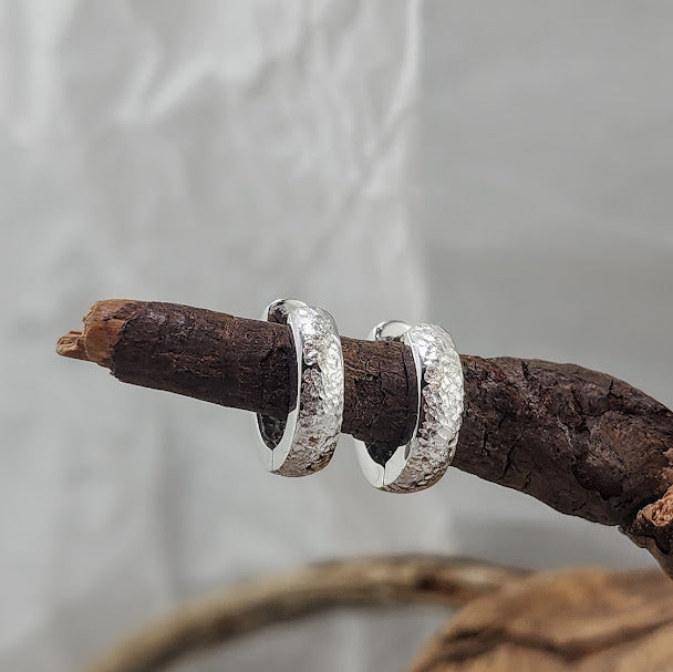 Hinged Silver Hoops - Reversible, 4mm wide