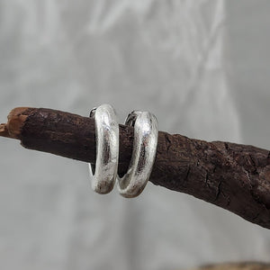 Hinged Silver Hoops 4mm wide - Matte, Reversible