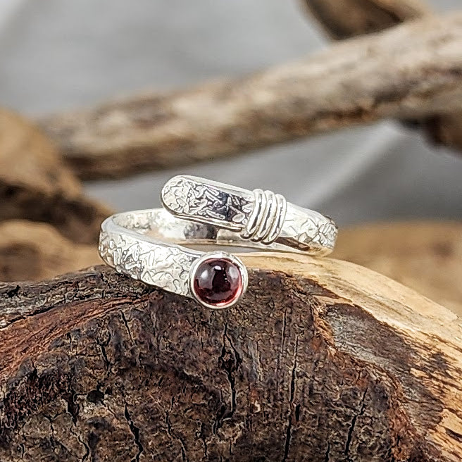 Garnet Wrap Ring - 4mm Adjustable