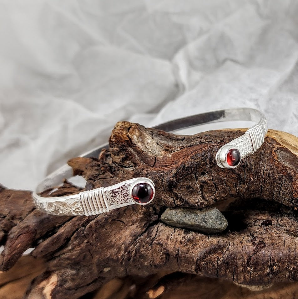 Garnet Wire Wrapped Cuff