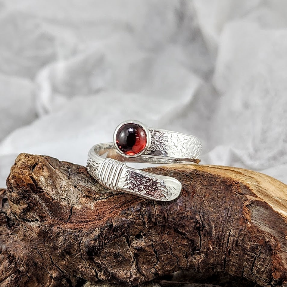 6mm Garnet Wrap Ring - Adjustable