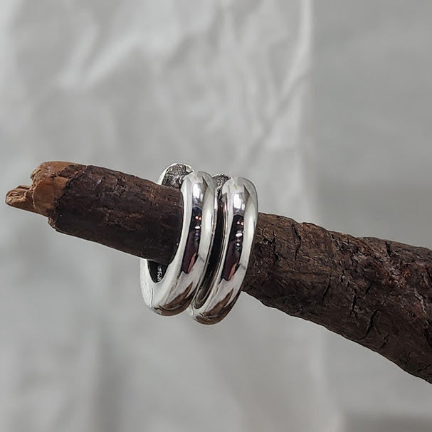 Hinged Silver Hoops 4mm wide - Matte, Reversible