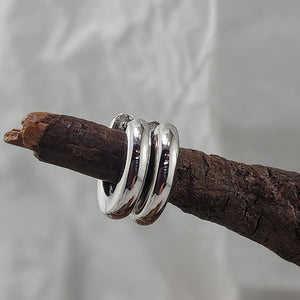 Hinged Silver Hoops 4mm wide - Matte, Reversible