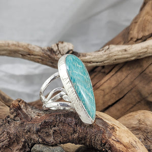 Freeform Amazonite Filigree Ring - OOAK
