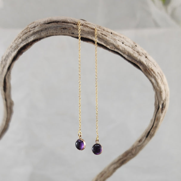 Amethyst 14k Goldfill Threaders