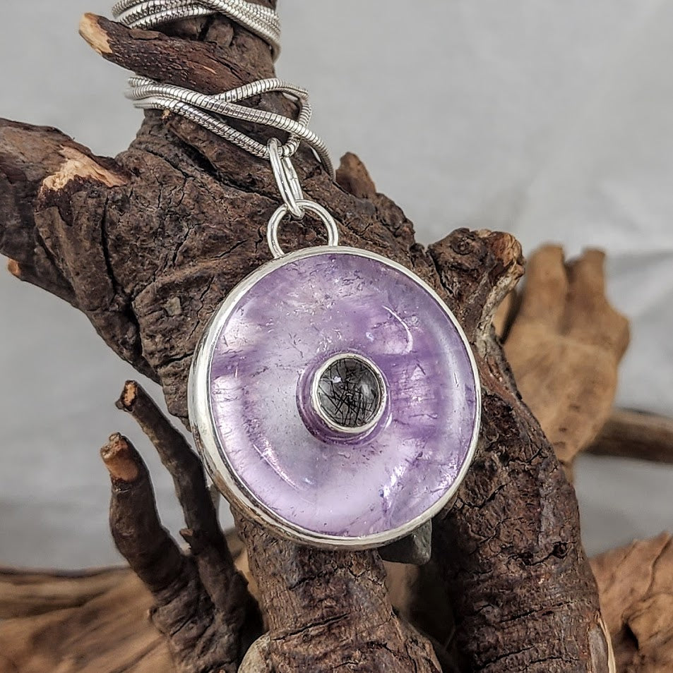 Amethyst Tourmaline Quartz Pendant