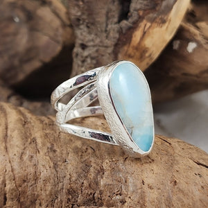 Freeform Larimar Filigree Ring - OOAK