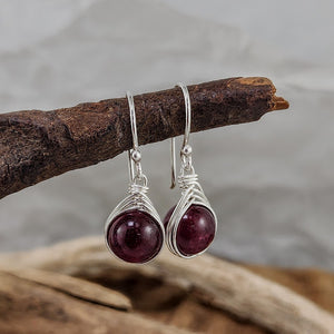 Herringbone Wrap Earrings - Opalite, Network Stone, Aventurine, Riverstone and Garnet