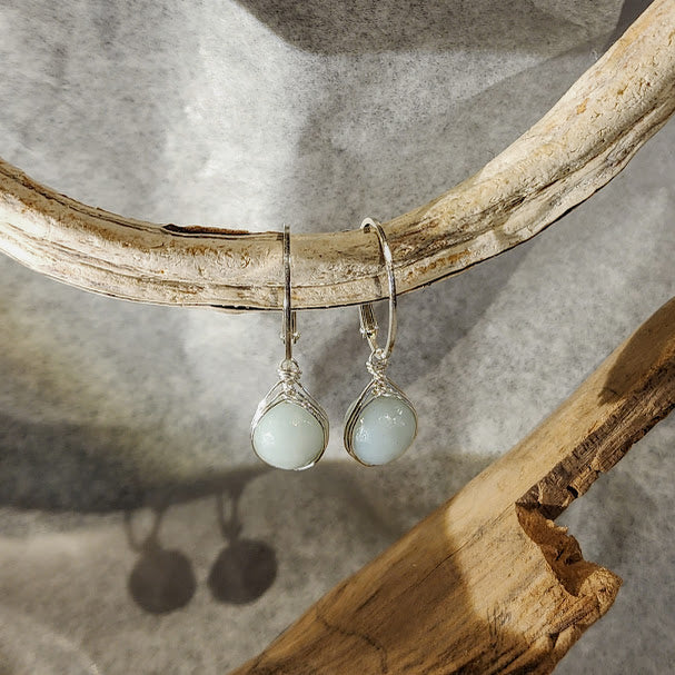 Herringbone Wrap Earrings - Oval Leverback