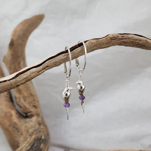 Hummingbird earrings - Russian Amazonite, Amethyst