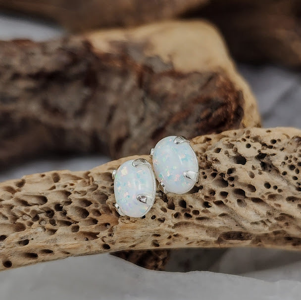 Stone Studs in Silver - Larimar, Baltic Amber, Denim Lapis and Kyocera Opal
