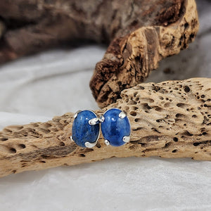 Stone Studs in Silver - Larimar, Baltic Amber, Denim Lapis and Kyocera Opal
