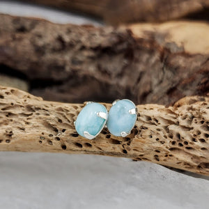 Stone Studs in Silver - Larimar, Baltic Amber, Denim Lapis and Kyocera Opal