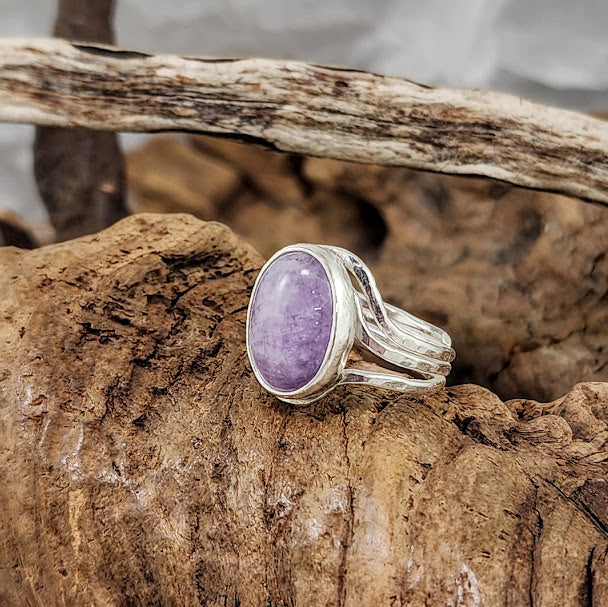 Lavender Amethyst Organic 3 strand Ring