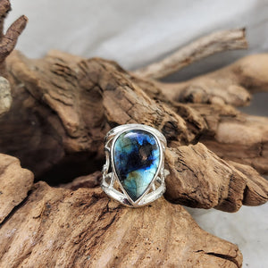 Labradorite Teardrop Filigree Ring - OOAK