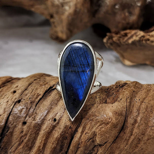 Labradorite Teardrop Filigree Ring - OOAK