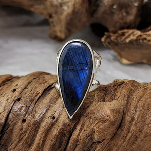 Labradorite Teardrop Filigree Ring - OOAK
