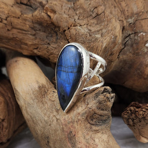 Labradorite Teardrop Filigree Ring - OOAK