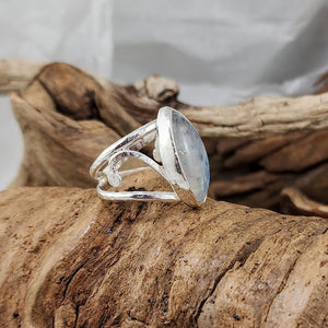 Rainbow Moonstone Filigree Ring - OOAK