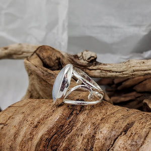 Rainbow Moonstone Filigree Ring - OOAK