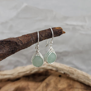 Herringbone Wrap Earrings - Opalite, Network Stone, Aventurine, Riverstone and Garnet