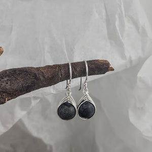 Herringbone Wrap Earrings - Opalite and Network Stone