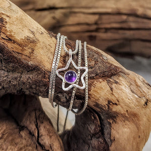 Open Star Pendants - Amethyst, Kyocera Opal, Blue Topaz