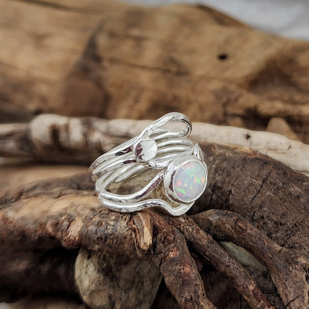 Kyocera Opal Organic 4 Strand wrap Ring - OOAK