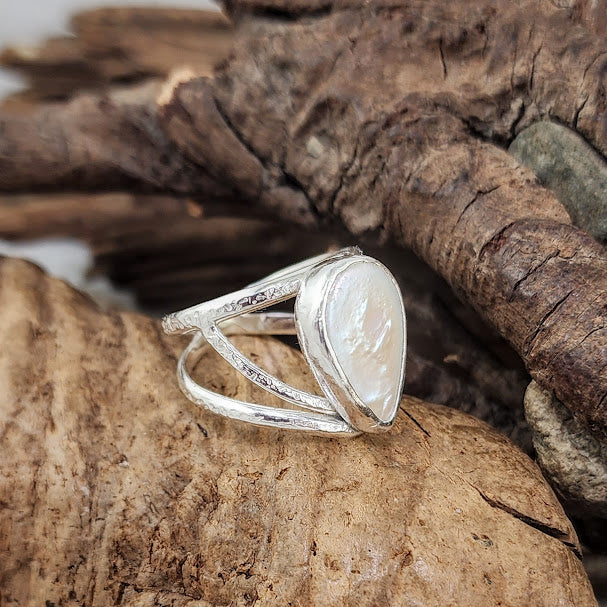 Freshwater Pearl Filigree Ring - OOAK