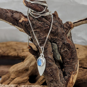 Rainbow Moonstone Teardrop Pendant - Organic Bale