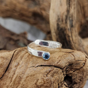 Hammered Silver Adjustable Wrap Rings - 4mm Stones