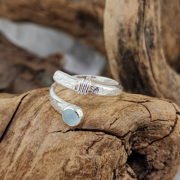 Hammered Silver Adjustable Wrap Rings - 5mm Stones