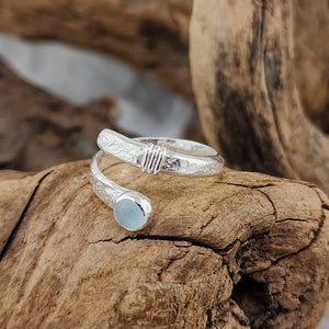 Hammered Silver Adjustable Wrap Rings - 5mm Stones