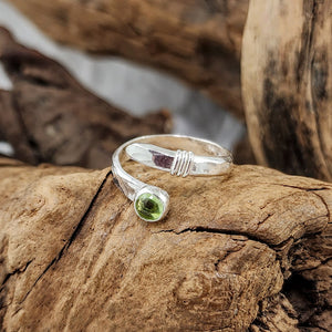 Hammered Silver Adjustable Wrap Rings - 5mm Stones