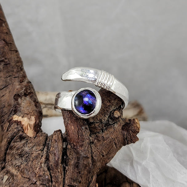 Adjustable Heavy Wrap Ring - Abalone