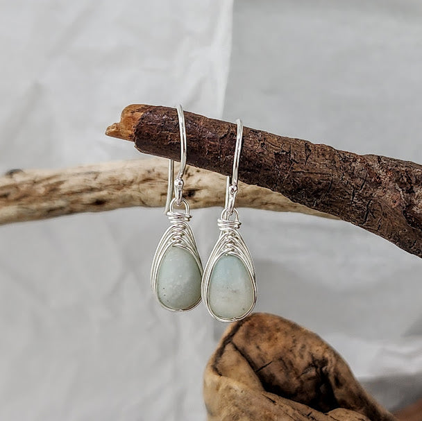 Amazonite Herringbone Wrap Earrings
