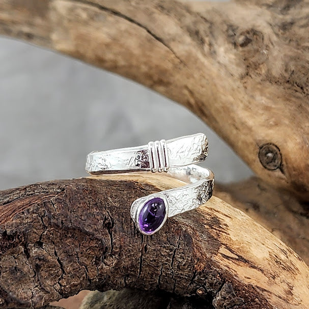 Amethyst Wrap Ring - Adjustable