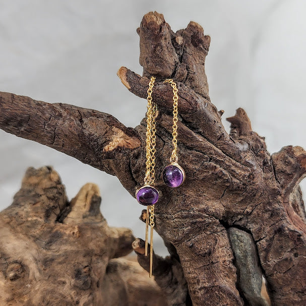 Amethyst 14k Goldfill Threaders