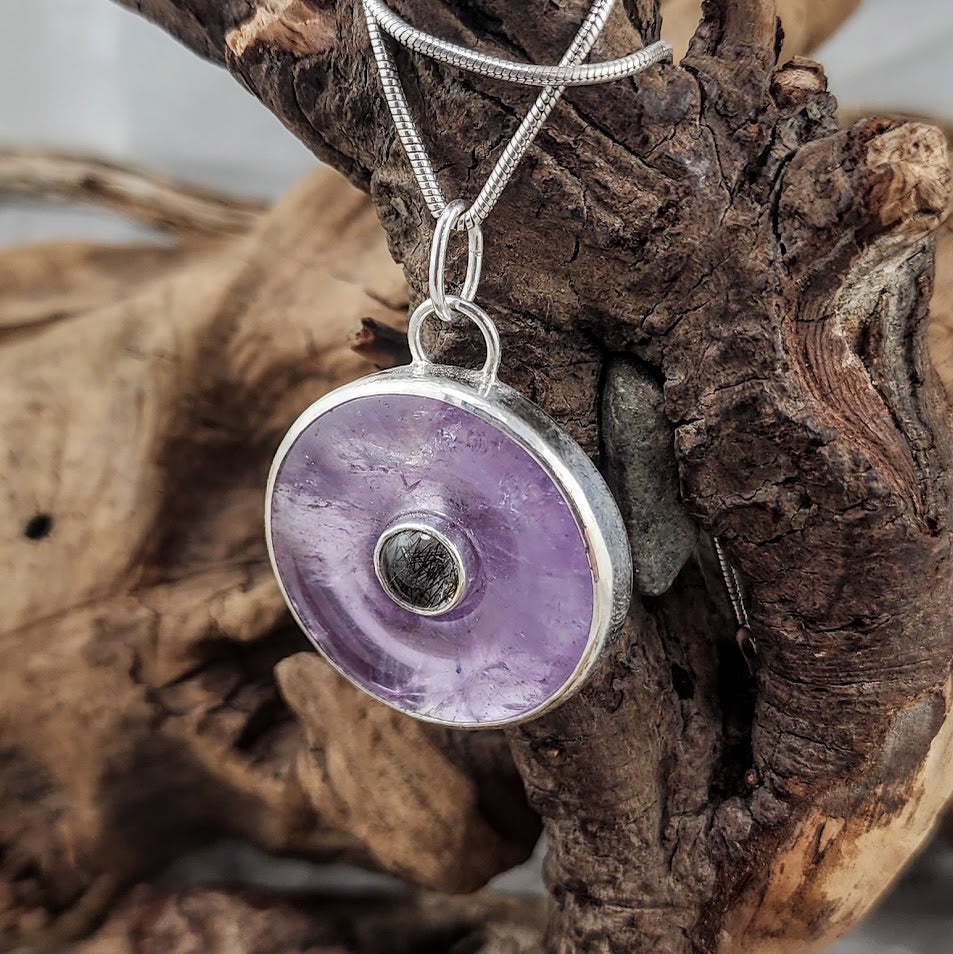 Amethyst Tourmaline Quartz Pendant