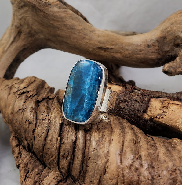 Apatite Band Ring - freeform stone