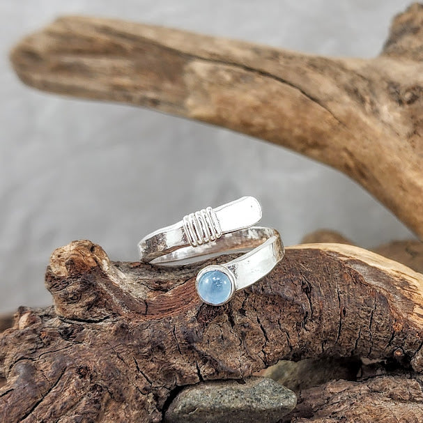 Aquamarine Wrap Ring - Adjustable