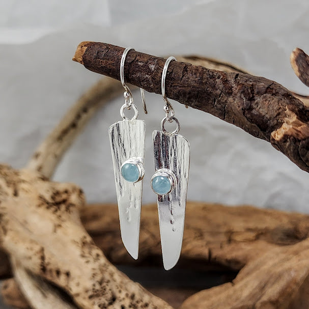 Aquamarine Shield Earrings