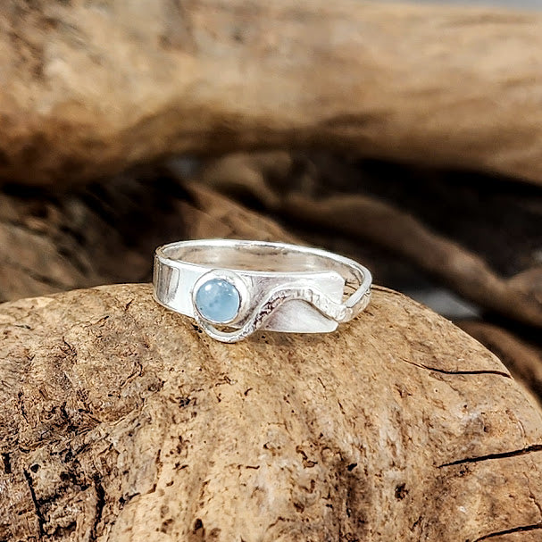 Aquamarine Overlay Ring - 4mm