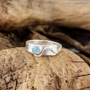 Aquamarine Overlay Ring - 4mm