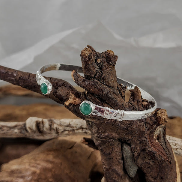 Aventurine Wire Wrap Cuff - Adjustable