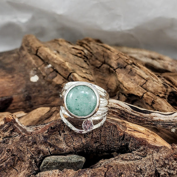 Aventurine Organic 5-Strand Ring - OOAK